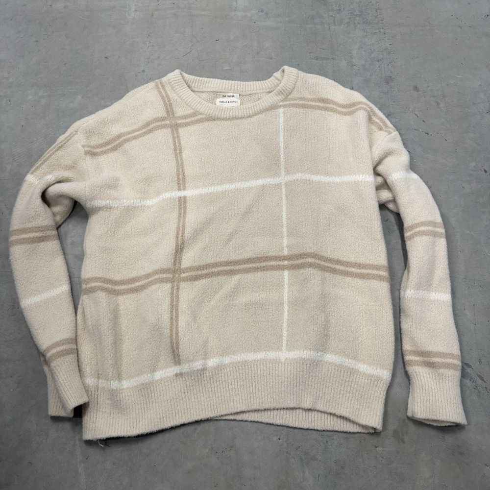 Women's Thread & Supply Striped Sweater Size Large Tan